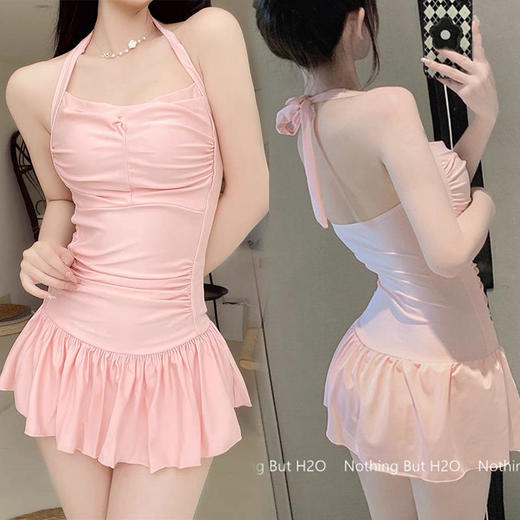 专业泳衣女连体吊带纯色性感辣妹装显瘦修身小胸游泳度假温泉 商品图1