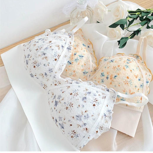 甜园碎花~日系大胸显小胸薄款无钢圈文胸内衣女高颜值美背胸罩bra 商品图4