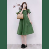 裙子新款2022夏季大码女装胖妹妹气质显瘦法式初恋森系绿色连衣裙 商品缩略图8