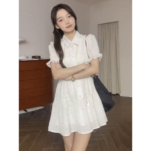 连衣裙女2022年夏季新款小个子显高显瘦甜辣风法式泡泡袖a字裙子 商品图3