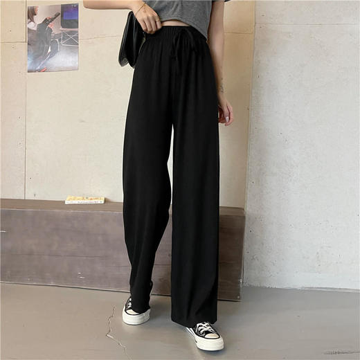 新款高腰阔腿裤女春秋季新款时尚百搭显瘦宽松休闲长裤垂感拖地直筒裤清凉女裤出游裤子 商品图1