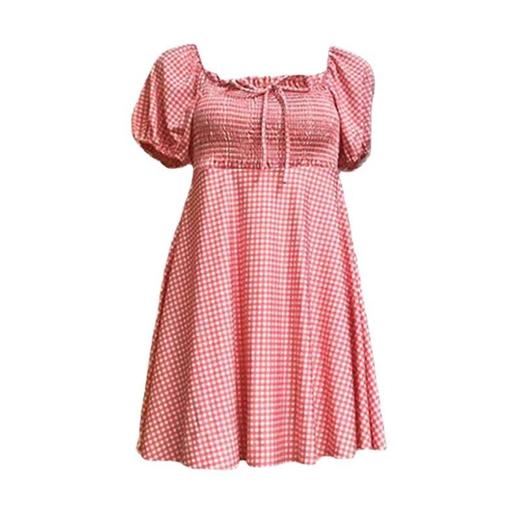 厂家直销泳衣女遮肚显瘦连体裙式保守小清新格子温泉度假泳装 商品图2