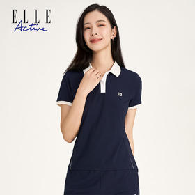 ELLE Active 女装新款日常休闲运动小翻领短袖POLO衫
