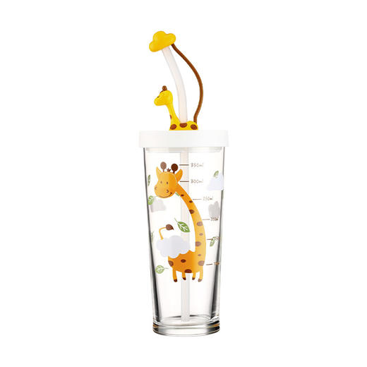 乐美雅（Luminarc）钢化耐热变色吸管杯带刻度玻璃水杯果汁牛奶杯  425ml 商品图1