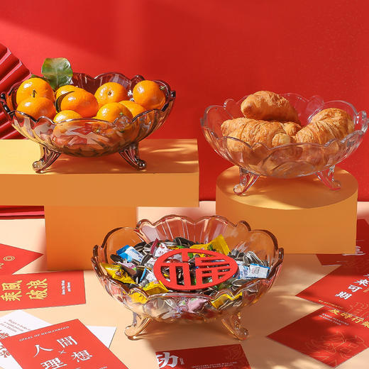 「质感满满！一用便知」水果盘北欧风格居家日用现代客厅茶几零食盘子创意水晶玻璃糖果盆轻奢 商品图2