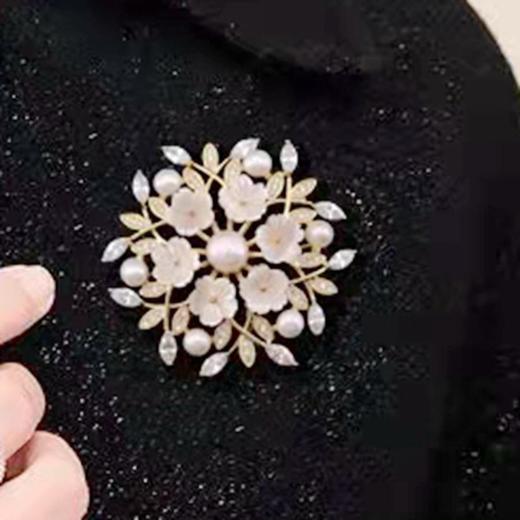 YLSP-LC003624新款韩版时尚名媛气质贝壳锆石胸针丝巾扣 商品图3