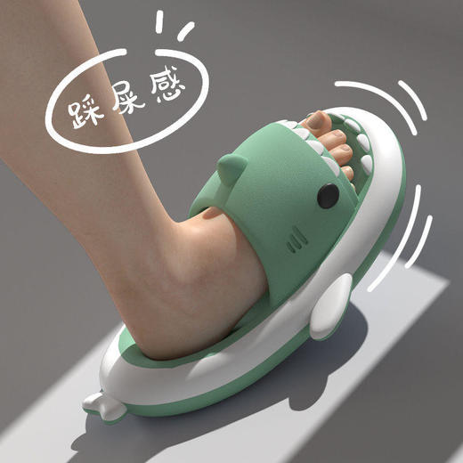 新品夏日凉鞋韩版白边鲨鱼拖鞋男女情侣居家用洗澡浴室防滑厚底可爱凉拖鞋 商品图2