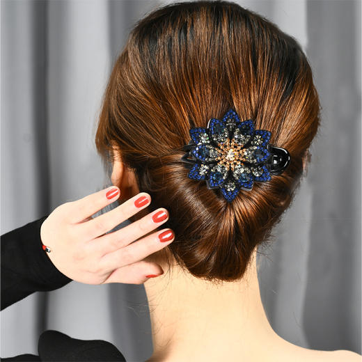 LBE-pf132发夹头饰后脑勺大号盘发鸭嘴夹发卡子女头发夹子带钻发饰妈妈抓夹 商品图1