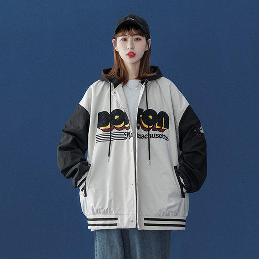 撞色棒球服女ins潮宽松韩版盐系这届学生百搭原宿风外套2021新款 商品图2