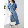 AA XW 气质时尚休闲百搭纯色牛仔中长显瘦连衣裙 商品缩略图4