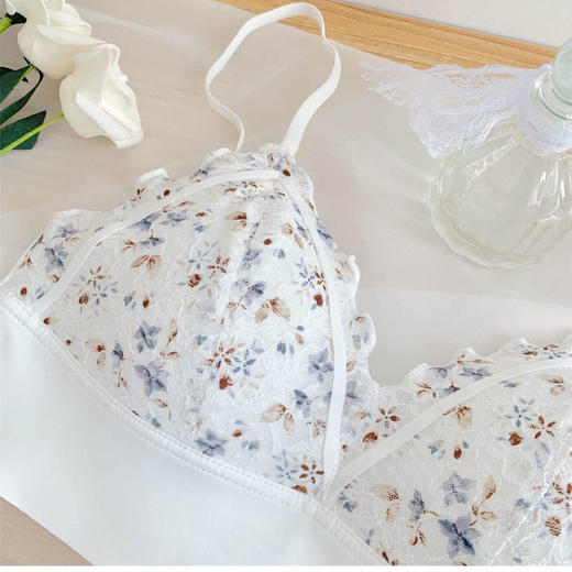 甜园碎花~日系大胸显小胸薄款无钢圈文胸内衣女高颜值美背胸罩bra 商品图7