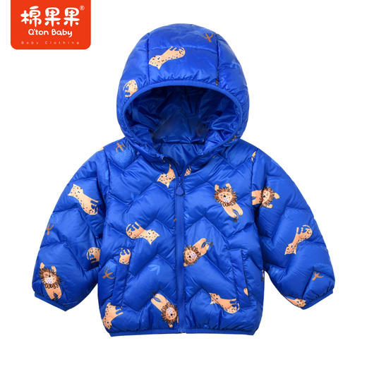 商场同款秋季新款满印男童时尚耐脏连帽轻羽绒外套M312102922515 商品图2