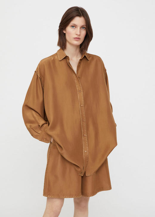 TOTEME 黄褐色/象牙白刺绣宽松长衬衫 商品图3