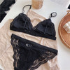 法式三角杯内衣蕾丝薄款无钢圈细带小胸无痕不空杯文胸套装女 商品缩略图5