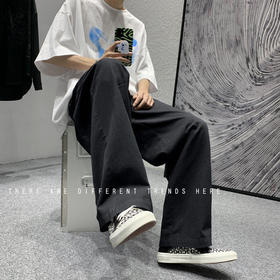 黛唯梵港风阔腿裤子男，潮流垂感百搭西裤夏季薄款，直筒宽松休闲拖地裤