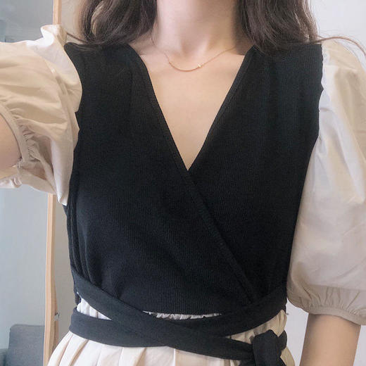 裙子女夏2022新款法式复古chic宫廷风设计感收腰显瘦茶歇连衣裙 商品图4