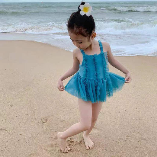 专业泳衣儿童连体吊带涤纶新款女童连衣裙式公主裙游泳装度假 商品图0