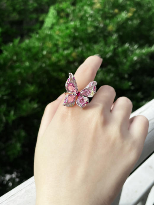 蝴蝶翩翩粉蓝宝戒指【定制款】 商品图3