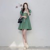裙子新款2022夏季大码女装胖妹妹气质显瘦法式初恋森系绿色连衣裙 商品缩略图6