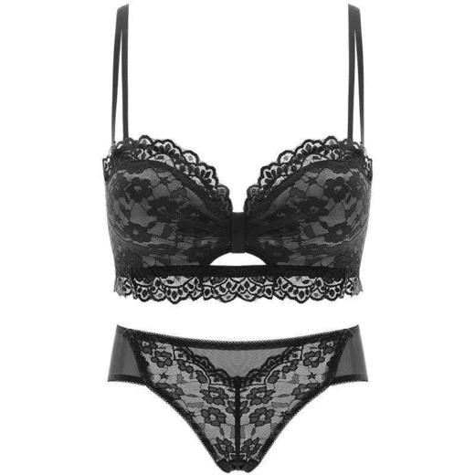 少女内衣聚拢纯欲蕾丝乳胶内衣无钢圈调整型上托平胸专用文胸套装 商品图8