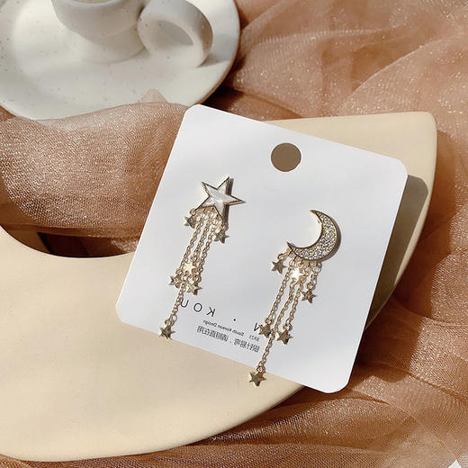 KADER星月流苏耳环潮高级感耳饰轻熟风复古礼物情人节礼物送女友 商品图0