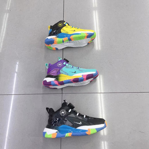 福得隆新款双网篮球鞋扭扭扣贴片底运动鞋3652  34-39码 商品图4