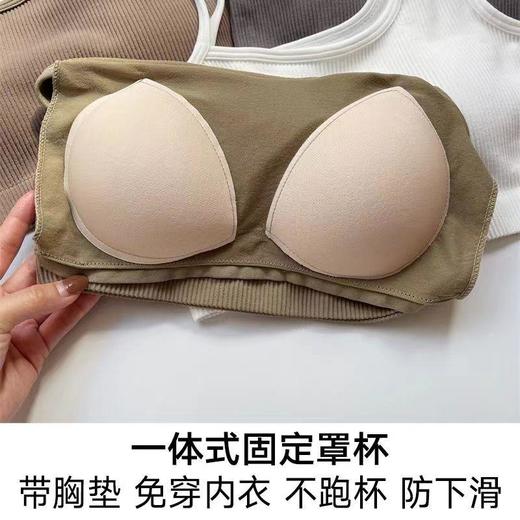 春秋新款带胸垫吊带背心美背性感斜肩一体无钢圈内衣裹胸外穿内搭 商品图3