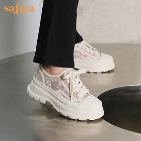 品牌定制| 索菲娅蕾丝绣花网纱松糕厚底休闲鞋2022秋新款SF23112405/SF33112505