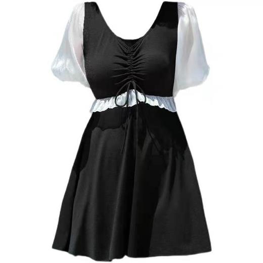 泳衣女连体大码加肥新款连衣裙式法式优雅泳装保守胖MM度假泡温泉 商品图2