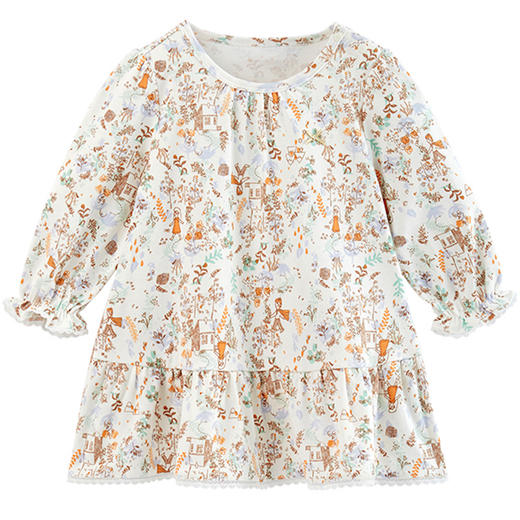 英氏女童连衣裙秋新品宝宝休闲裙子长袖碎花公主裙YRLAJ32130A 商品图4