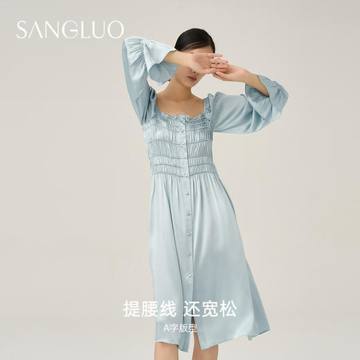 SANGLUO睡裙长袖法式复古宫廷风桑蚕丝睡衣 商品图2