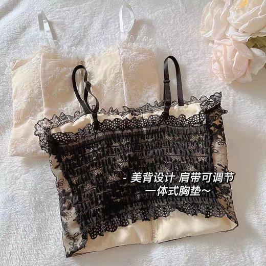 黛唯梵蕾丝少女款抹胸吊带女学生款纯欲仙气设计款内搭外穿拉链褶皱裹胸 商品图4