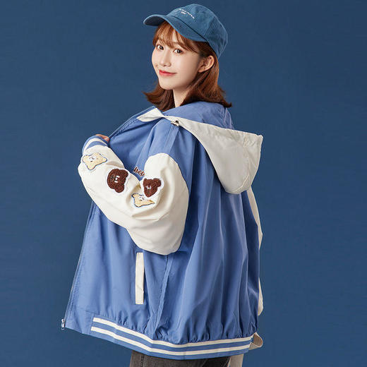小熊刺绣棒球服女短款上衣外套夹克女潮休闲百搭2021新款春秋薄款 商品图0