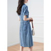 AA XW 气质时尚休闲百搭纯色牛仔中长显瘦连衣裙 商品缩略图1