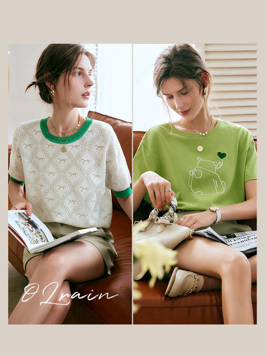 欧芮儿OLrain法式绿色休闲裤女夏季2022年新款高腰阔腿西装短裤 商品图1