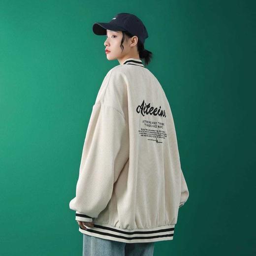 灯芯绒字母刺绣棒球服外套女2021春装新款韩版宽松情侣学生上衣潮 商品图3