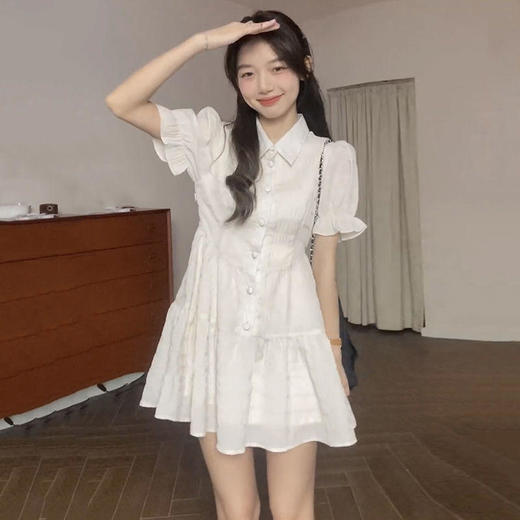 连衣裙女2022年夏季新款小个子显高显瘦甜辣风法式泡泡袖a字裙子 商品图1
