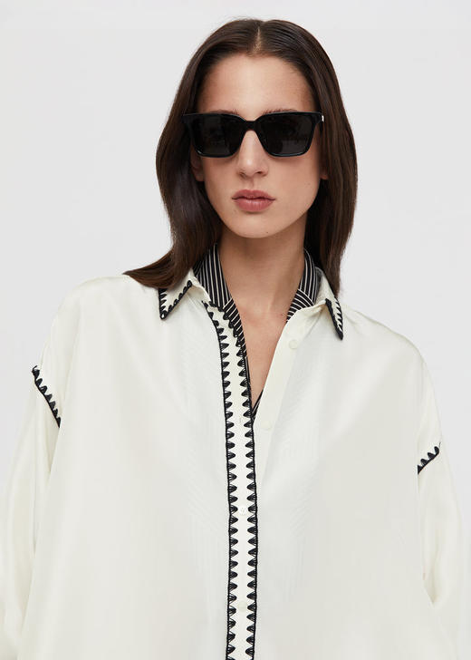 TOTEME 黄褐色/象牙白刺绣宽松长衬衫 商品图7