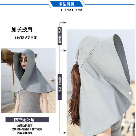 蕉下同款网红遮阳帽护脖子防晒帽女防紫外线户外骑行披肩大帽檐开车太阳帽 商品图2