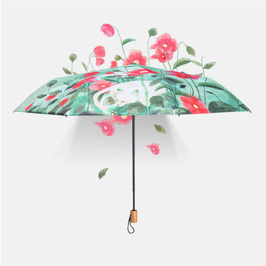 雨伞创意黑胶伞防紫外线庶阳伞小清新三折叠晴雨伞防晒小 黑伞 TQ008001花下懒猫 商品图2