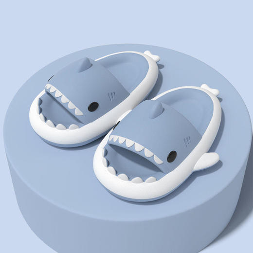 新品夏日凉鞋韩版白边鲨鱼拖鞋男女情侣居家用洗澡浴室防滑厚底可爱凉拖鞋 商品图6