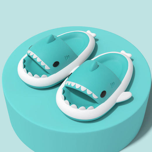 新品夏日凉鞋韩版白边鲨鱼拖鞋男女情侣居家用洗澡浴室防滑厚底可爱凉拖鞋 商品图9