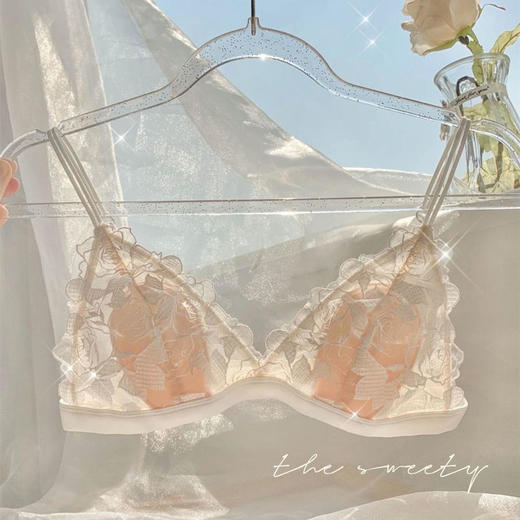 纯欲超薄蕾丝内衣女大胸显小防下垂新款无钢圈法式性感文胸罩套装 商品图1