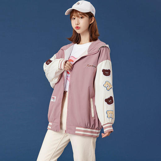 小熊刺绣棒球服女短款上衣外套夹克女潮休闲百搭2021新款春秋薄款 商品图8