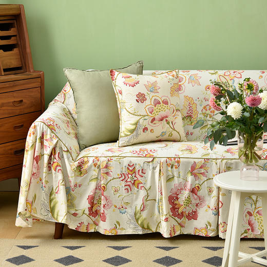 红色曼陀罗全包式棉质沙发盖巾同款抱枕 商品图0