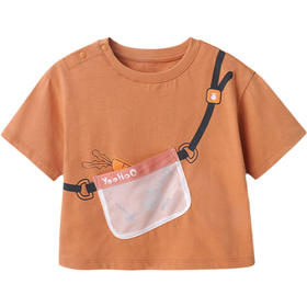 英氏-童衣类（夏）F2英针圆领短套衣酱色100CM