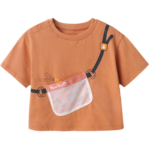 英氏-童衣类（夏）F2英针圆领短套衣酱色100CM 商品图0