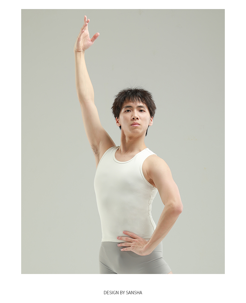 sansha 三沙青少年芭蕾舞服 男士背心舞蹈服上衣现代舞练功服表演