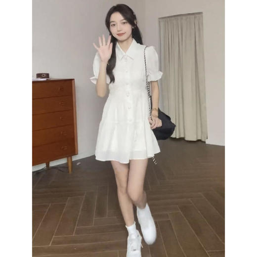 连衣裙女2022年夏季新款小个子显高显瘦甜辣风法式泡泡袖a字裙子 商品图5
