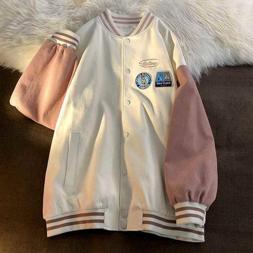棒球服女春秋vintage运动宽松高街软奶蓝外套ins潮2022新款班服男 商品图4